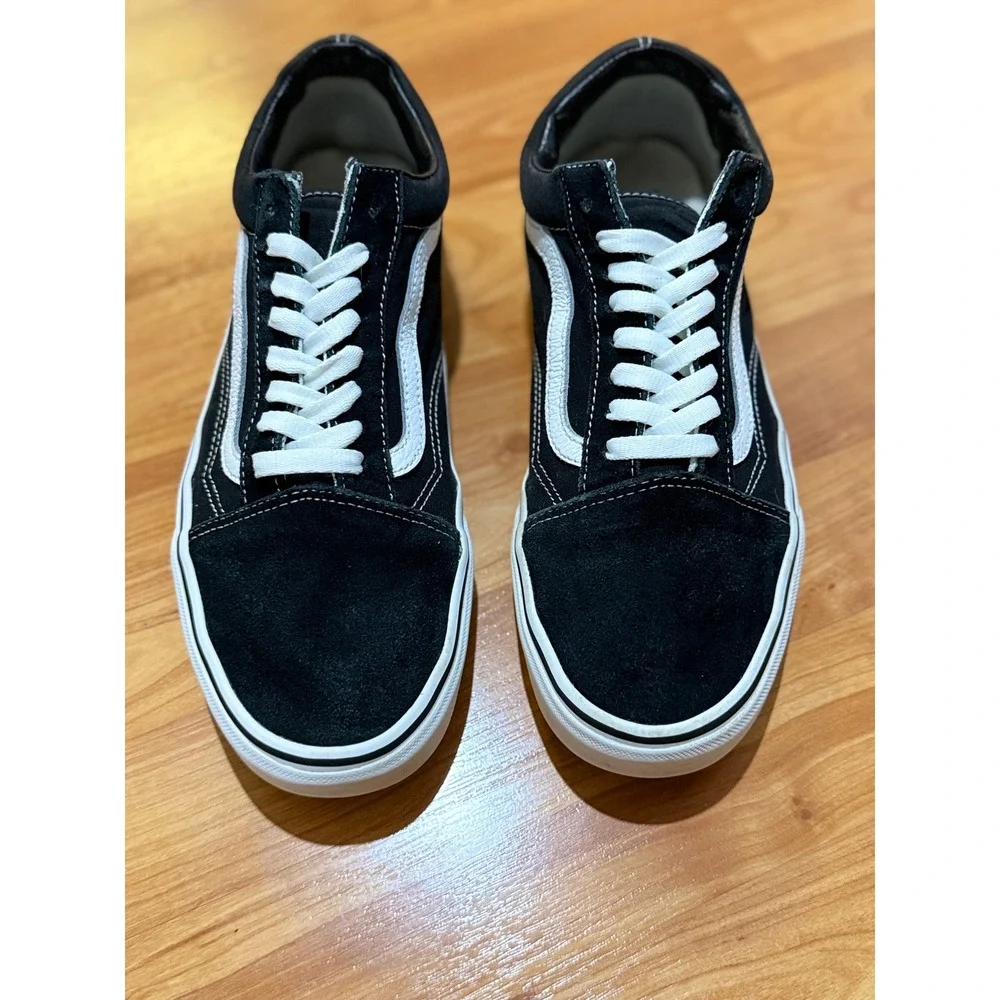 Vans Old Skool Mens 11 Black White Suede Canvas Skate Shoes Sneakers Sanitized - Picture 12 of 12